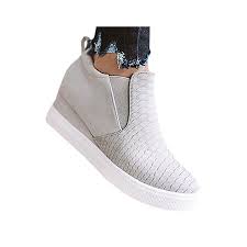 Womens Platform Zipper Wedge Sneakers Slip On Trainer Casual Shoes