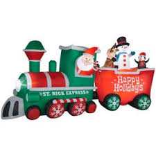 Shop Gemmy 7 71 Ft Lighted Train Christmas Inflatable At Lowes Com Christmas Inflatables Holiday Inflatables Outdoor Christmas Decorations