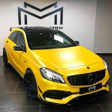 Yellow Beast Mercedes A45 A45amg Amg Lifestyle Wrap Covering Mercedes A45 Amg Mercedes A45 Bmw M3 Sport