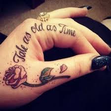 Tattoo Uploaded By Katie Beauty And The Beast Rose Hand Tattoo Quote Disney 176751 Tattoodo