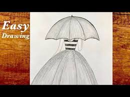 easy drawing how to draw a girl with umbrella pencil sketch رسم سهل رسم بنت كيوت مع مظلة youtube decor home decor lamp
