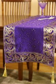 Hand Embroidered 120 Inch By 17 Inch Long Table Runner Plum Etsy In 2020 Embroidered Table Runner Table Runners Long Table Runner