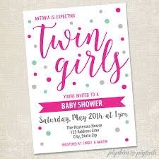 Download Twin Girls Baby Shower Invitation Pigskins Pigtails