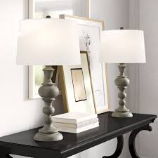 Adorable dining room table lamps with elegant modern living room magnificent rustic table lamps for living room in lamp tables for. Antique Beige Base Beige Shade Farmhouse Table Lamp Set Of 2 Rustic Bedside Lamp For Bedroom Living Room Office 26 Resin Bedside Nightstand Light With 2 Usb Ports 2 Pack Lighting