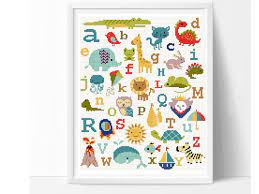 Nursery Alphabet Cross Stitch Pattern Baby Alphabet Cross Stitch Pattern Birth Announcement Cross Stitch Patterns Cross Stitch Animals Cross Stitch Alphabet