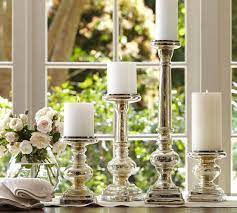 Mercury glass pillar candle holders. Antique Mercury Glass Pillar Holder Pottery Barn