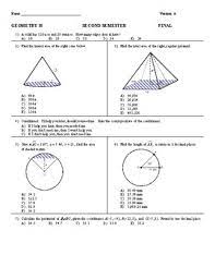 Find the volume and surface area of the following figures. 2017 Honors Geometry Final Exam Pdf By Dwight Swanson Tpt