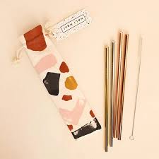 Reusable Straw Set Geo Sunrise In 2020 Reusable Straw Reusable Things Hand Painted Canvas