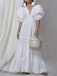 Robe longue en broderie anglaise blanche lys 139,00 € ajouter au panier. Noumode Robe Longue En Broderie Anglaise Manches Bouffantes Elegant Blanche Noumode