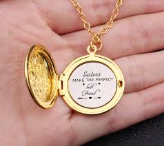 Us 2 85 50 Off Sister Make The Perfect Friends Engraved Photo Locket Necklace Best Frinends Best Sisters Gift Saeater Necklace Jewelry In Pendants