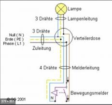 Wie zwei und mehrere für eine lampe schalten? Schaltplan Bewegungsmelder Lampe Welcher Kabelquerschnitt