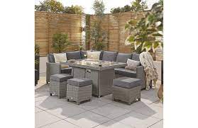 Table includes wind glass and fire bowl cover. Ciara Left Corner Sofa Set With Firepit