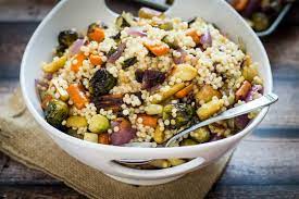 This vegan vegetable couscous with roasted eggplant is inspired by moroccan tagines and a jamie oliver recipe. Warm Israeli Couscous Salad With Roasted Vegetables The Wanderlust Kitchen