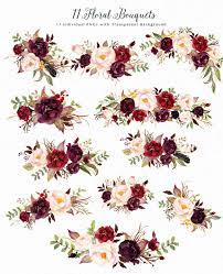 Small floral garland by erssie. Watercolor Flower Clip Art Marsala Watercolor Wedding Invitations Watercolor Invitations Wedding Invitations Diy