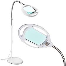 Brightech Lightview Pro Led Magnifying Floor Lamp Daylight Bright Full Spectrum Magnifier Lighted Glass Lens Magnifying Desk Lamp Floor Lamp Glass Floor Lamp