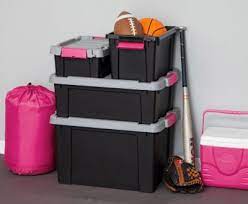 Store It All In Pink These Rugged Totes Are Perfect For Packing Up And Transporting All Your Supp Plastic Storage Bins Plastic Box Storage Plastic Storage