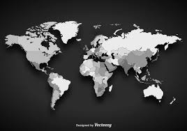 Carte Detaillee Du Monde Plan Detaille A L 39 Echelle Des Gris Fond Sombre Avec Des Ombres Illustration Illustration Vectorielle Illustration Carte Du Monde