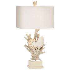 Nautilus Shell With White Coral Table Lamp Style 8y629 Natural Table Lamps Lamp Table Lamp