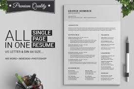 When it comes to writing your resume, size does matter. All In One Single Page Resume Pack Creative Illustrator Templates Creative Market