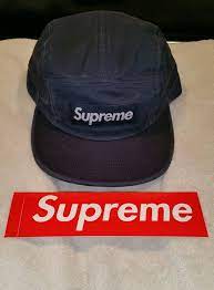 Supreme Box Logo Side Zip Navy Blue 5 Panel Camp Hat W Classic Box Logo Sticker Supreme 5panel Supreme Box Logo Mens Hats For Sale Logo Sticker