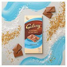 They have curved arms that make it look like a pinwheel. Galaxy Vegan Caramel Sea Salt Chocolate Ocado