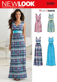 New Look 6280 Misses Knit Dress In Two Lengths With Bodice Variations Maxi Dress Pattern Dress Sewing Patterns Sewing Dresses