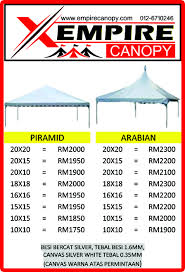 Pengerjaannya cepat sesuai waktu yang dijanjikan. Empire Canopy Pembekal Khemah Canopy Piramid Arabian