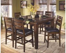 9 Piece Rustic Counter Height Set Dark Brown Sam Levitz Furniture Sam Levitz Furniture Counter Height Dining Table Dining Table With Leaf Dining Room Table Chairs