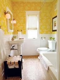A Yellow Orange Floral Wallpaper Mango Inspired Bathroom Decor Yellow Bathrooms Yellow Bathroom Decor Yellow Bathroom Walls