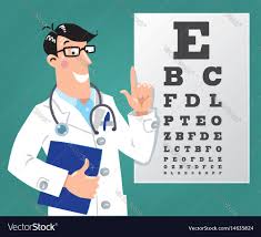 optician doctor with snellen eye chart doctor