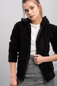 Kadin Siyah Fermuarli Pelus Sweatshirt Giyim Kadin Trendler