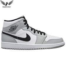 Nike mens air jordan 1 x off white nrg unc white/dark powder blue leather size 6.5. Giay Thá»ƒ Thao Chinh Hang Nike Air Jordan 1 Mid Light Smoke Grey 554724 092 Shopee Viá»‡t Nam