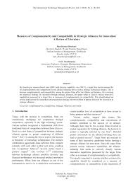 Thomas provincial house, amalapuri, kozhikode 673 001, kerala, india. Pdf Measures Of Complementarity And Compatibility In Strategic Alliances For Innovation A Review Of Literature