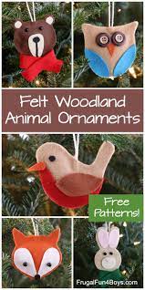 No Sew Felt Woodland Animal Ornaments With Printable Patterns Diy Felt Christmas Ornaments Felt Crafts Christmas Felt Christmas Tree Decorations