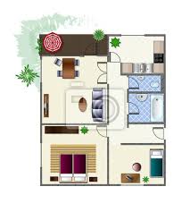 Download this image for free in hd. Grundriss Mit Mobeln Einer Drei Zimmer Wohnung Mit Balkon Modernes Fototapete Fototapeten Kindertagesstatte Geschirrspuler Verdoppeln Myloview De