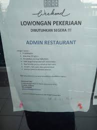 Haji djuanda, no 5, paledang, kota bogor, jawa. Lowongan Kerja Admin Restaurant Adsanjaya