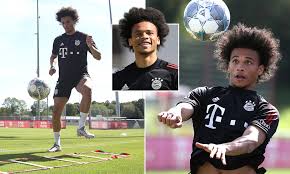 Fc bayern munich jersey of leroy sané. Leroy Sane Trains With Bayern Munich Following 55m Move From Man City Daily Mail Online