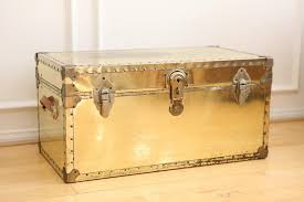 Vintage Brass Metal Trunk Coffee Table On Chairish Com Coffee Table Trunk Metal Trunks Coffee Table