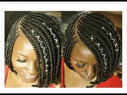 Two braids on the sides of the head, reminiscent of the classic tomboy hairstyle. 5 Layer Braided Bob Video Black Hair Information Braids Bob Style Hair Styles Roll Hairstyle