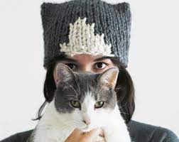 Discover Gifts For Pet Lovers Etsy Knitted Cat Cat Ears Hat Cat Beanie
