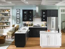 black kitchen cabinets, white counter