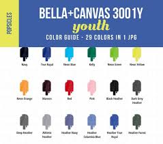 bella canvas 3001y youth color chart mockup kids shirt color showcase child tshirt color guide with popsicle shaped swatches