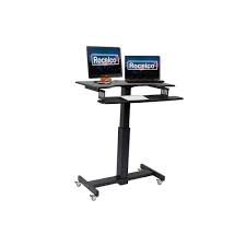 A full sitstand desk is an active workspace we reviewed lots of an office into a smart adaptable learning desk also. Rocelco 40 Height Adjustable Mobile Standing Desk Sit Stand Home Office School Computer Workstation Riser Dual Monitor Keyboard Tray Gas Spring Assist Black R Msd 40