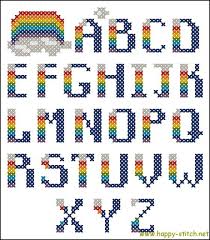 To download the free patterns, click on the pattern or text beneath it to open the corresponding.pdf file. Easy Rainbow Alphabet Cross Stitch Pattern Cross Stitch Alphabet Patterns Cross Stitch Fonts Cross Stitch Letter Patterns