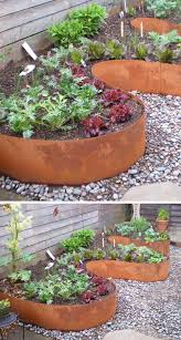 9 Ideas For Including Weathering Steel Planters In Your Garden Small Garden Design Steel Planters Garden Edging