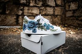 Black And Blue Air Force 1 Custom Nike Air Force 1 One Custom Blue Rose Embroidery Fashion Clothing Shoes Accessories Unisexclothingshoesaccs Unisexadult Nike Air Force Nike Air Air Force