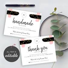Print anytime and as many as you need on your home printer. Business Thank You Cards Template Handmade With Love Inserts