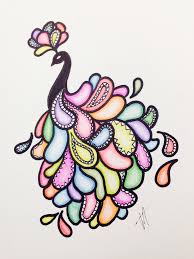 Easy Peacock Drawing With Sharpie And Colored Pencils Colorful Drawings Pencil Drawings Tumblr Sharpie Drawings
