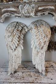 White Metal Angel Wings Wall Hanging French Nordic Cream Wing Set Shabby Cottage Chic Distressed Large Ornate Ho Shabby Chic Shabby Chic Cottage Shabby Cottage