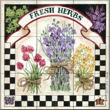 fresh herbs tile mural